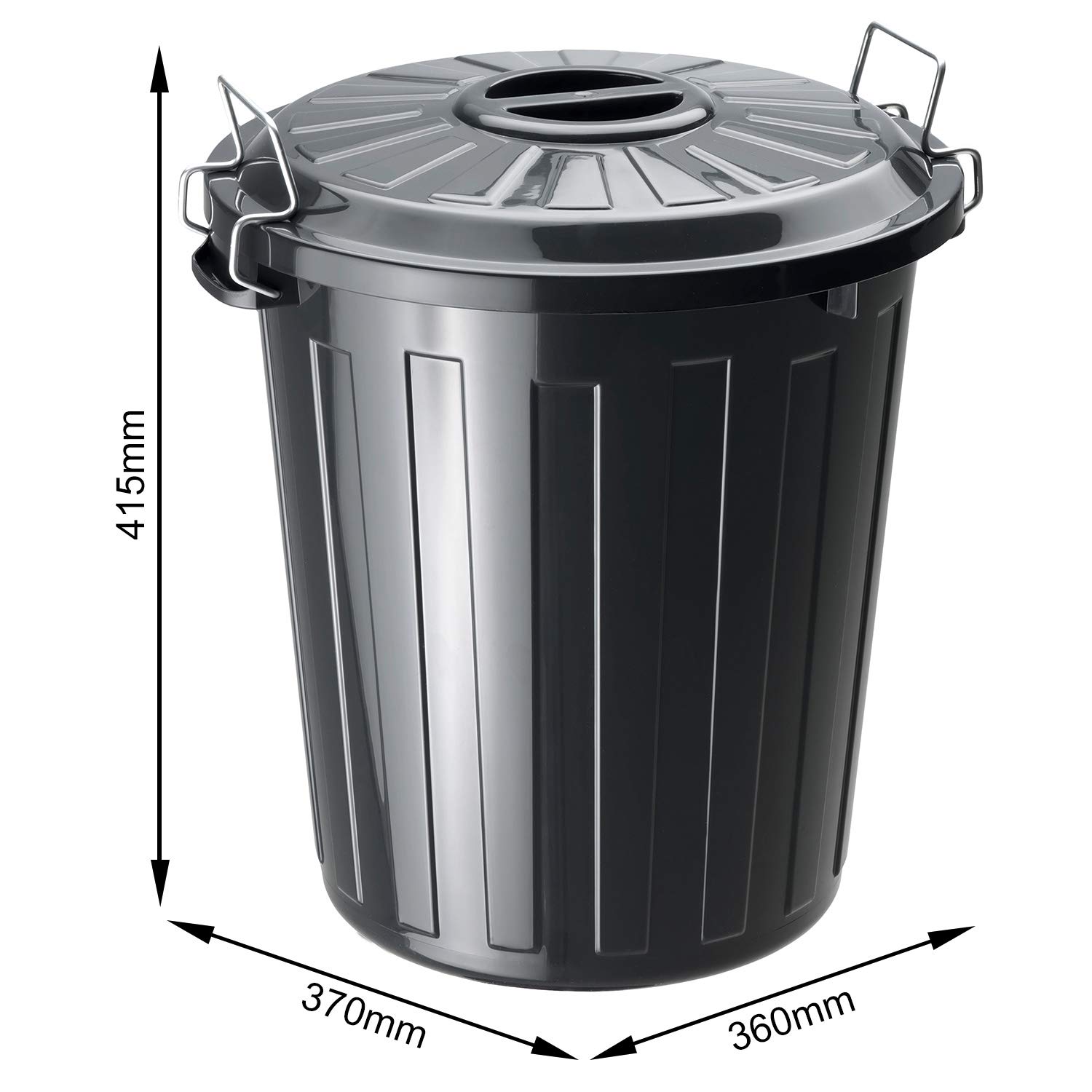 Rotho, Basic, Waste bin 25l with lid, Plastic (PP) BPA-Free, Black, 25l (37,0 x 36,0 x 41,5 cm)