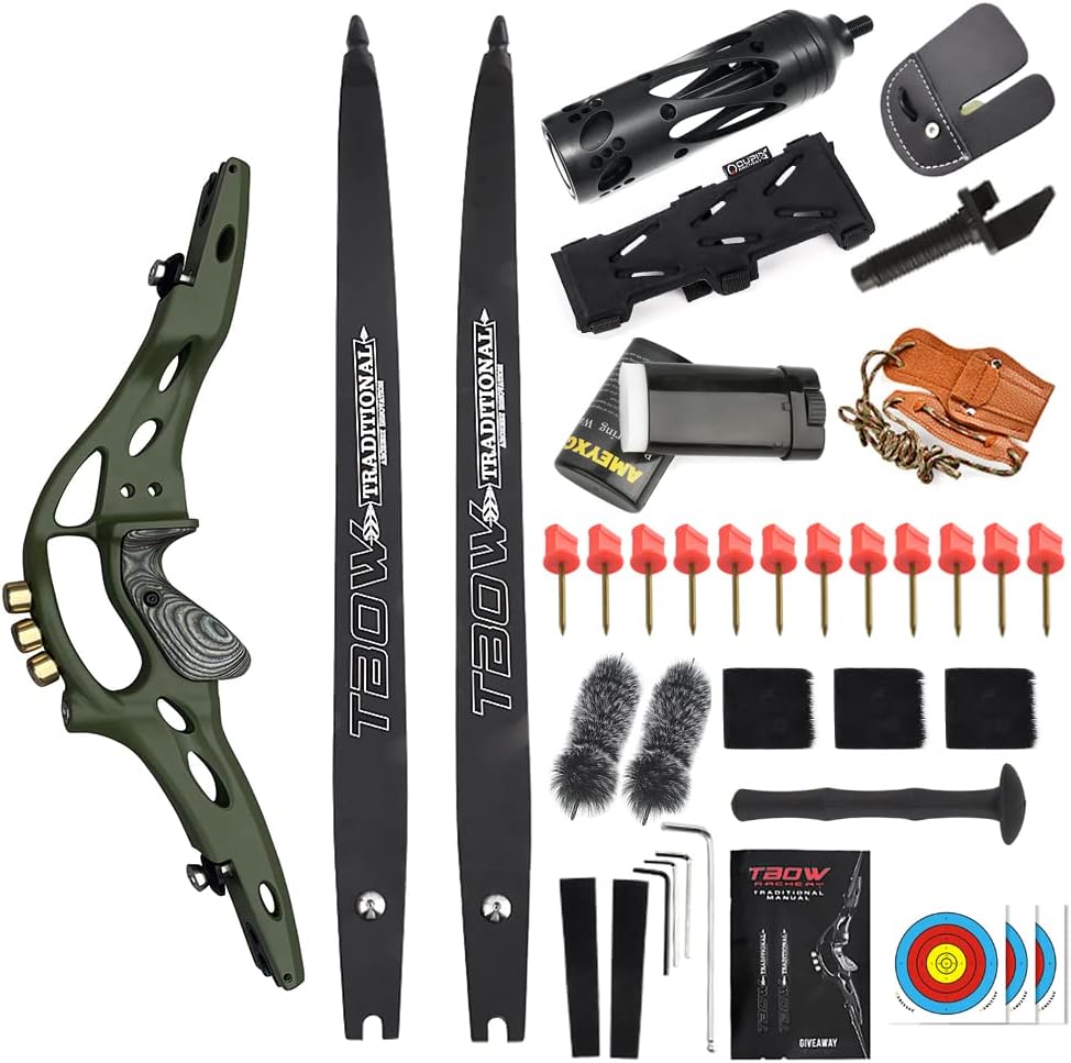 ZSHJGJR 62" ILF Recurve Bow Archery American Hunting Bow with USA Made Gordon Limbs 30-60lbs for Adult Right Handed Archery Set Gift Outdoor Hunting