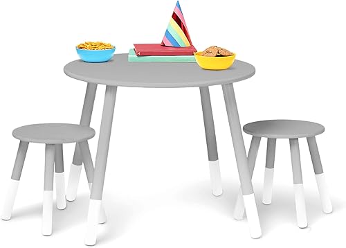 Wildkin Mesa y sillas Scandi para niños pequeños y niñas, el juego de mesa para niños incluye dos taburetes a juego, cuenta con patas de madera