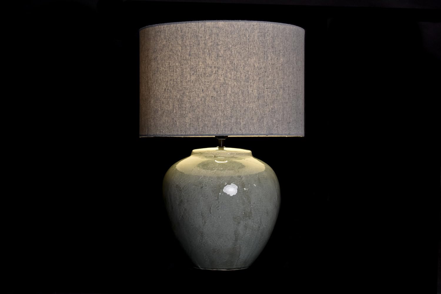 AlexandreHouse LAMPARA SOBREMESA CERAMICA LIENZO 42X42X60 GRIS