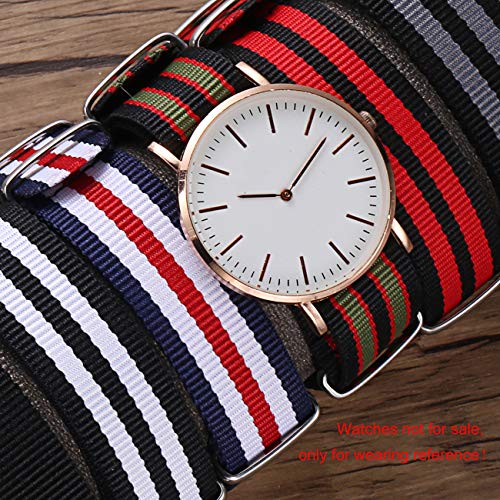 Carty 6 Pack Military Nylon Straps 20Mm Watch Strap Nylon Nylon Watch Bands 11"(Black+Black/Red+Black/Red/Green+Blue/White/Red+Black/Grey+Black/White) #TOP1