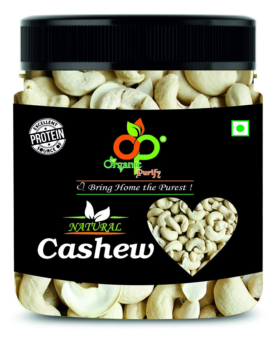 Organic Purify 100% Natural Premium Whole Cashews, 250g JAR PACK