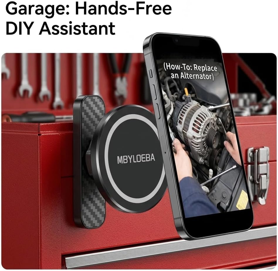 Magnetic Golf Cart Phone Holder & Gym Mount - N52 Strong Magnet for Any Metal Surface, Versatile Golf Cart Accessories, Birthday Gifts for Men Husband, Fits MagSafe iPhone 17-12 (Black)