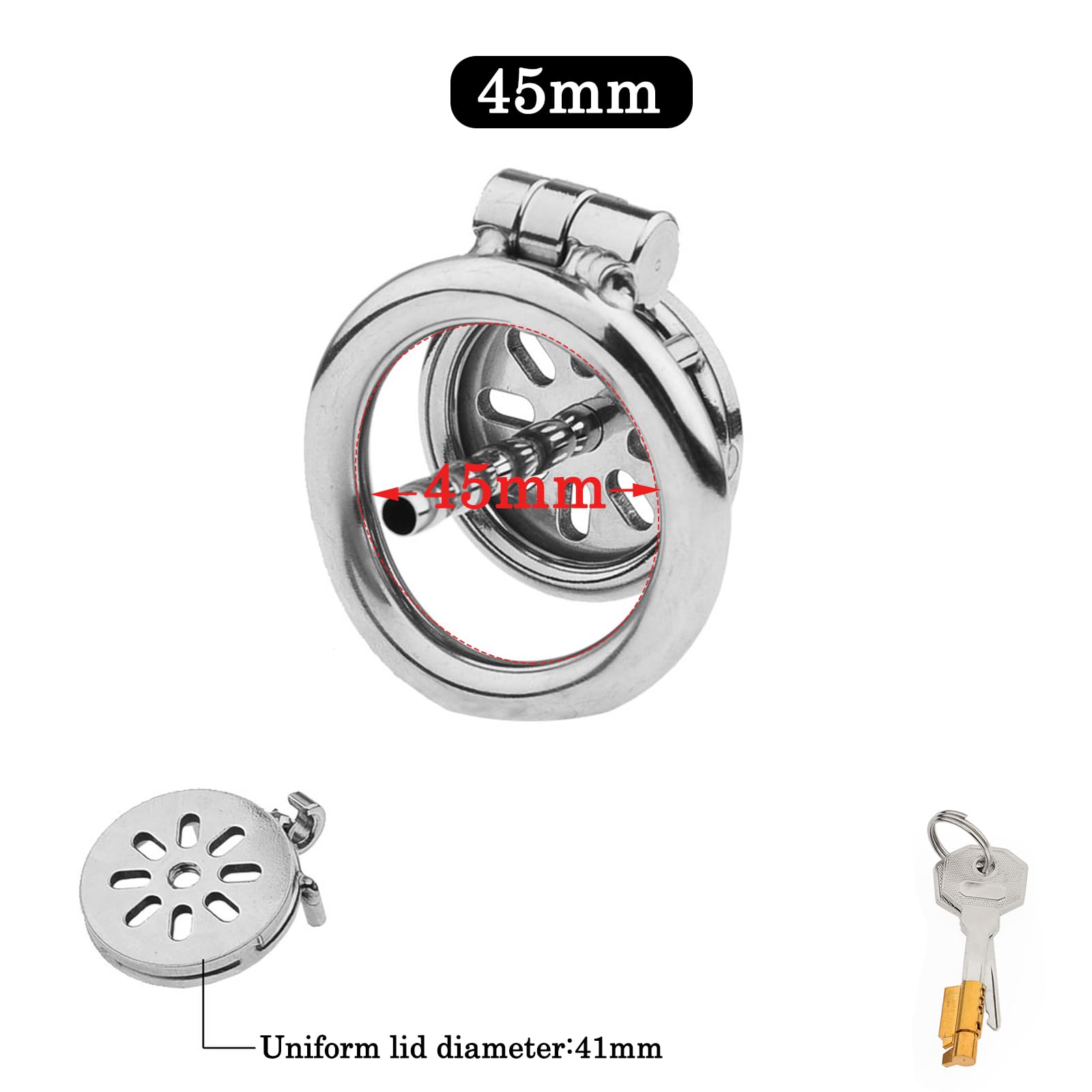 BDSMLOVE Gabbia di castità in acciaio inossidabile con Dilatatore uretrale, chastity cage per Prevenire L'erezione, gabbia di castità per uomo, male pene Cock cage (45 mm)
