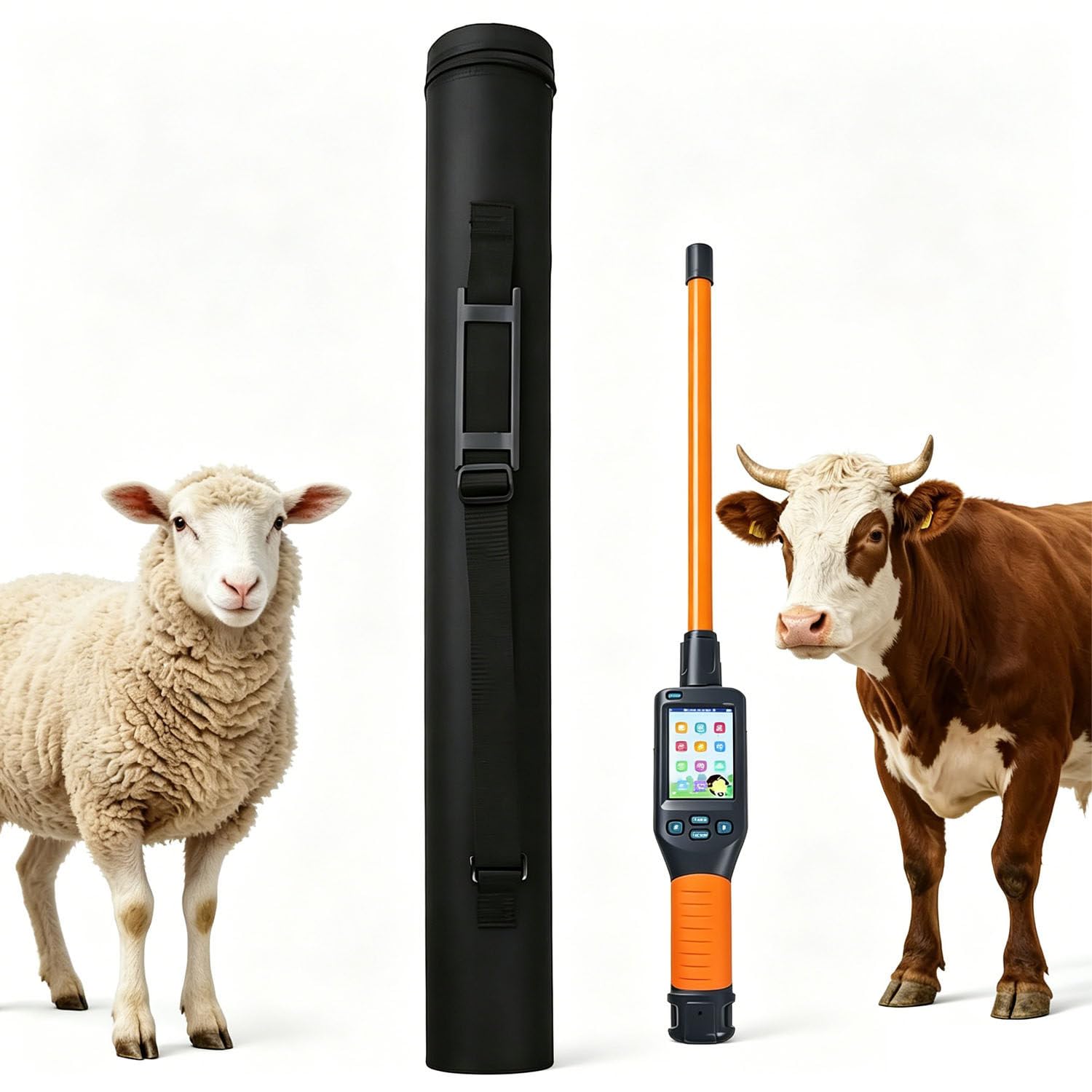 COAKUE Animal Ear Tag Stick Scanner, Handheld Cat Dog Ear Tag Identifier, Pet Microchip Scanner Reader, 134.2kHz FDX-B, 20000 Data Storage, LCD Display for Livestock & Pets