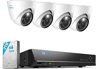 Reolink 12MP PoE Security Camera System, 4X 12MP IP Camera PoE with Spotlights, Person/Vehicle Detection, 8CH NVR CCTV System with 2TB HDD for 24/7 Continuous Recording, 2-Way Audio, RLK8-1200D4-A