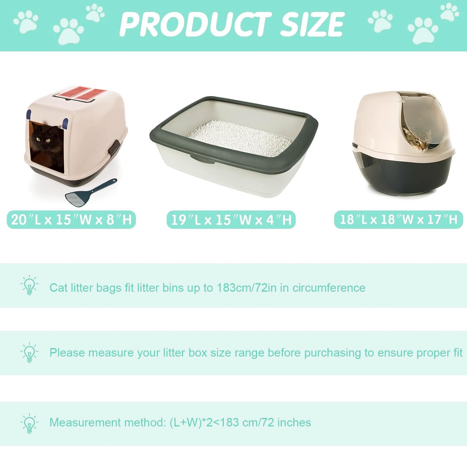 Thenshop 60 forros para caja de arena de 36 x 18 pulgadas, bolsas jumbo con cordón, suministros para gatos, bolsas desechables extragrandes, bolsas de arena para gatos para basura y basura (verde)
