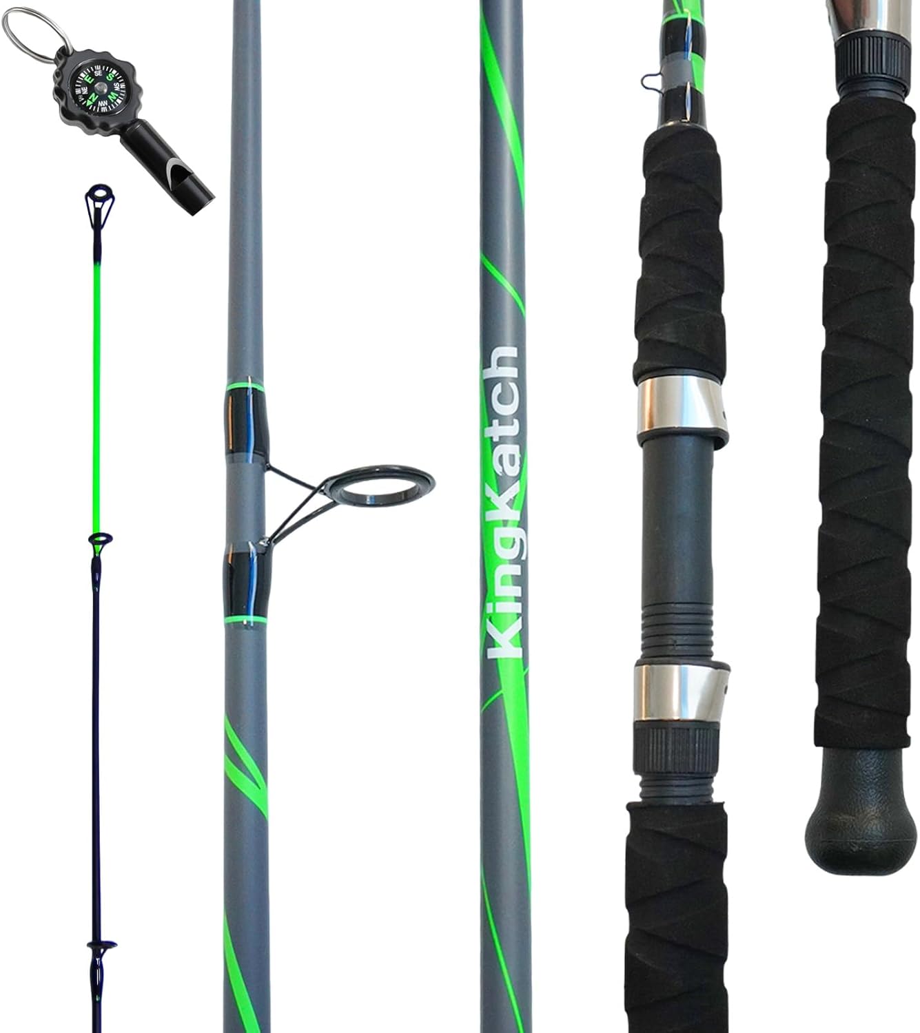 Spinning & Casting Fishing Rod, Durable Carbon & Glass Composite Blank, ML Power, Ceramic Guides, Fluorescent Strike Tip, Split Handle, Gift-Ready, Freshwater/Saltwater