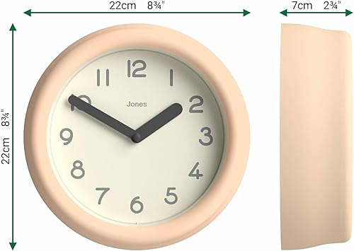 Miniatura 4 de JONES CLOCKS Reloj de pared Fuze  Reloj redondo pequeño  Beige  Diseño moderno juguetón con presencia escultórica suave  Ideal para cocinas, salas