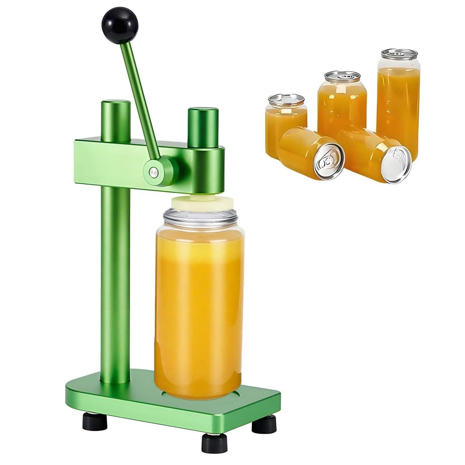 Máquina de sellado al vacío manual para botellas de almacenamiento de 550 ml, incluye 100 botellas vacías, ideal para tarros de cerveza, jugo, café y refrescos, diámetro de 55 mm