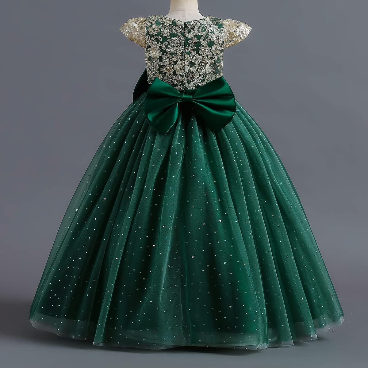 IDOPIP Flower Girl Sequin Lace Dresses for Wedding First Communion Dress Kids Princess Pageant Formal Party Long Maxi Gowns - Image 3