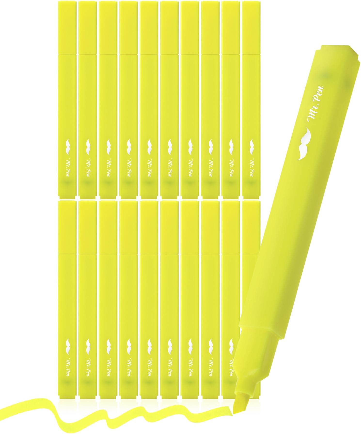 Mr. Pen- Aesthetic Highlighters, 20 Pack, Yellow Highlighters Yellow, Chisel Tip, No Bleed