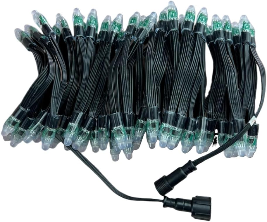 50ct String 12mm Bullet DC12V GS8208 Addressable BGR LED Pixel String Light Black 10cm Wire Spacing 4 Core 13 5mm XConnect