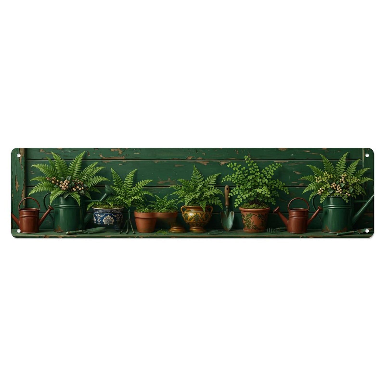 Fqnyr Style Metal Tin Sign Garden Tools Vintage Conservatory Fern Pattern