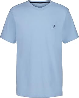 Nautica Boys' Short Sleeve Solid V-Neck T-Shirt, Soft, Comfortable, Relaxed Fit
