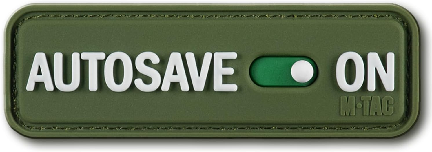 M-Tac Morale Patch Auto Save On - PVC Patches for Vest, Backpacks, Hats - Tactical Military Patch with Hook Fastener Backing (Olive)