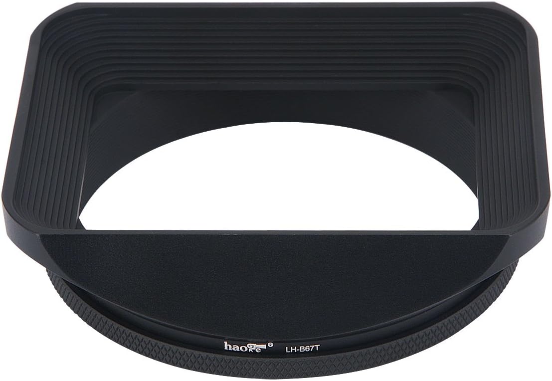 Haoge 67mm Square Metal Screw-in Mount Lens Hood Shade with Cap for 67mm Canon Nikon Sony Leica Leitz Carl Zeiss Voigtlander Nikkor Panasonic Fujifilm Olympus Lens and Other 67mm Filter Thread Lens