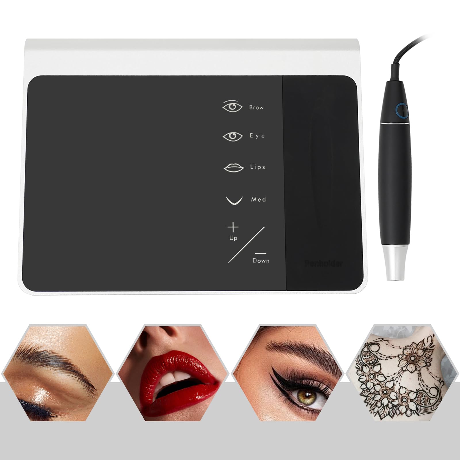Máquina de tatuaje para cejas, herramienta de belleza precisa, de aluminio, 10.500 rpm, 10 velocidades ajustables, para cejas, delineador de ojos y más