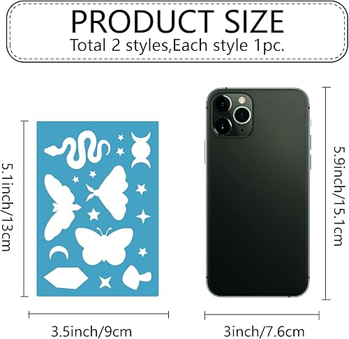 Miniatura 2 de GORGECRAFT Plantillas de diseño lapidario reutilizable de 5 x 3.5 pulgadas, 2 estilos, bolas de cristal, diamantes, óvalos, para dibujar y hacer