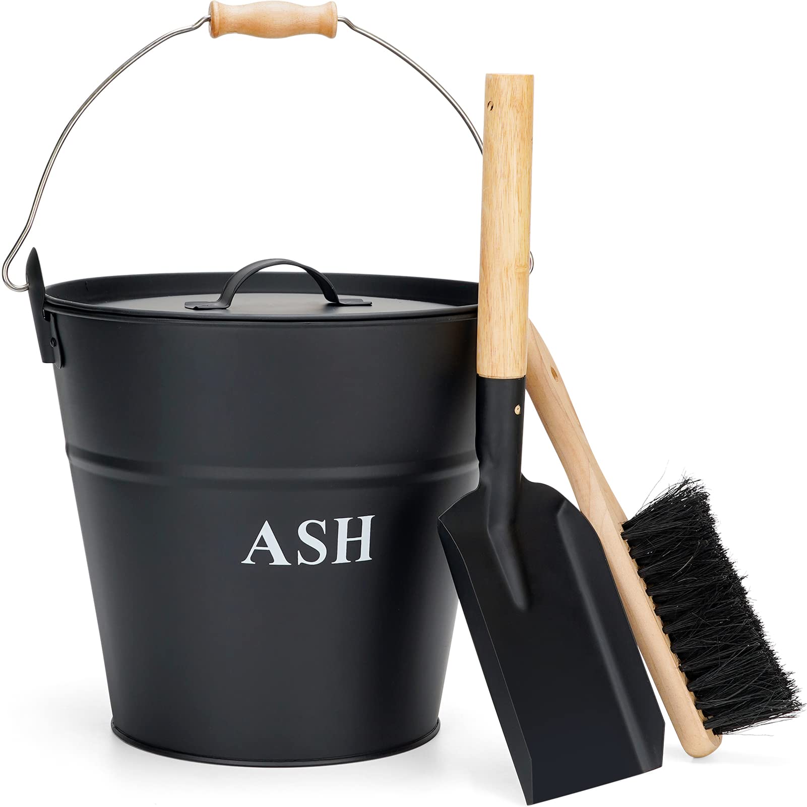 Buy Ash Bucket with Lid, Shovel, and Broom, 3.5Gallon Metal Bucket