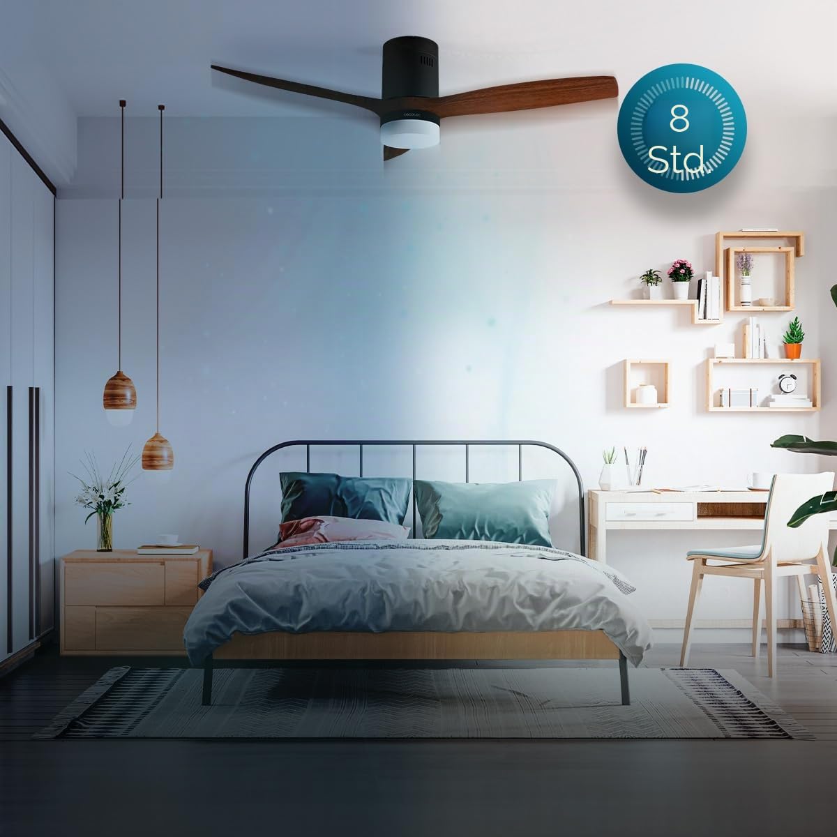 Cecotec Deckenventilator mit LED-Licht Energysilence Aero 5600 Classic Black. 40W, DC-Motor, Durchmesser 132 cm, 3 Flügel, 18W LED, Timer, 6 Geschwindigkeiten, Fernbedienung, Sommer-/Winterfunktion
