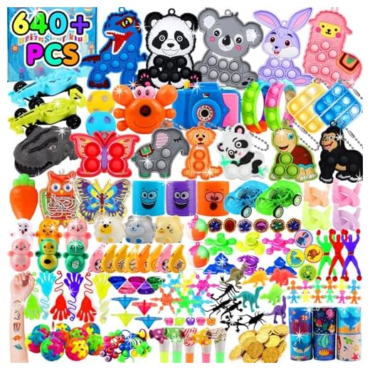 Kiss Monkey 640 PCS Prize Treasure Box Toys for Classroom, Party Favors for Kids, Fidget Toys Bulk, Goodie Bags Stuffers for Kids, Birthday Gifts, Pinata Stuffers, Carnival Prizes