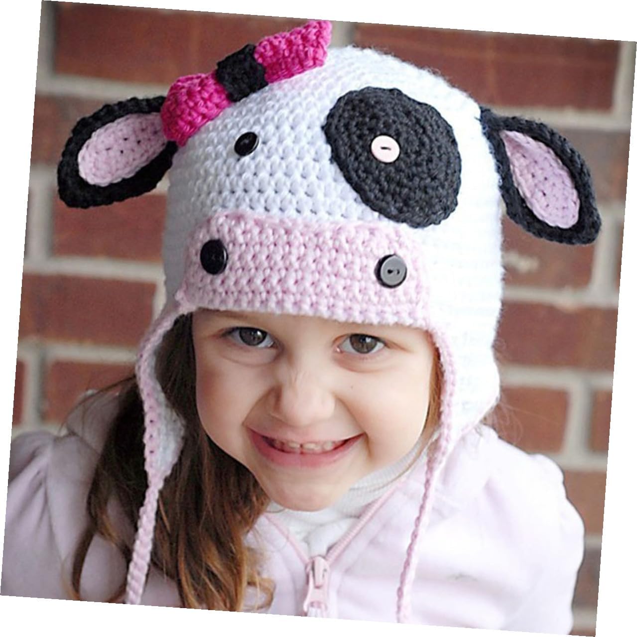Cow Print Knit Baby Hat, Adorable Winter Warm Cap for Toddler Girls Boys