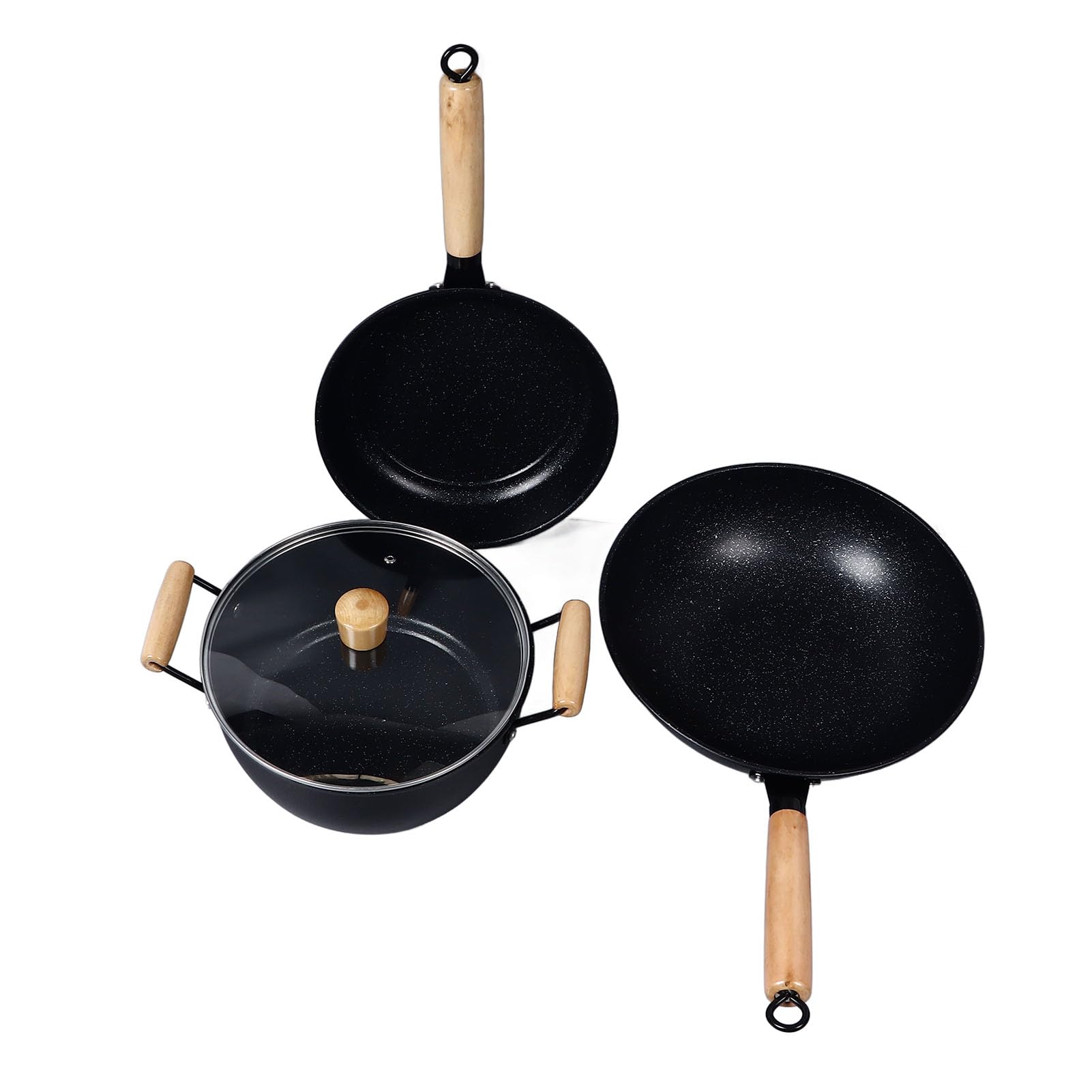 Ustensiles de cuisine en fer antiadhésif Pilipane durable avec faitout noir