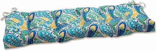 Pillow Perfect Paisley - Cojín para sofá de interior/exterior con lazos, acolchonado, resistente a la intemperie y a la decoloración, 18 x 60