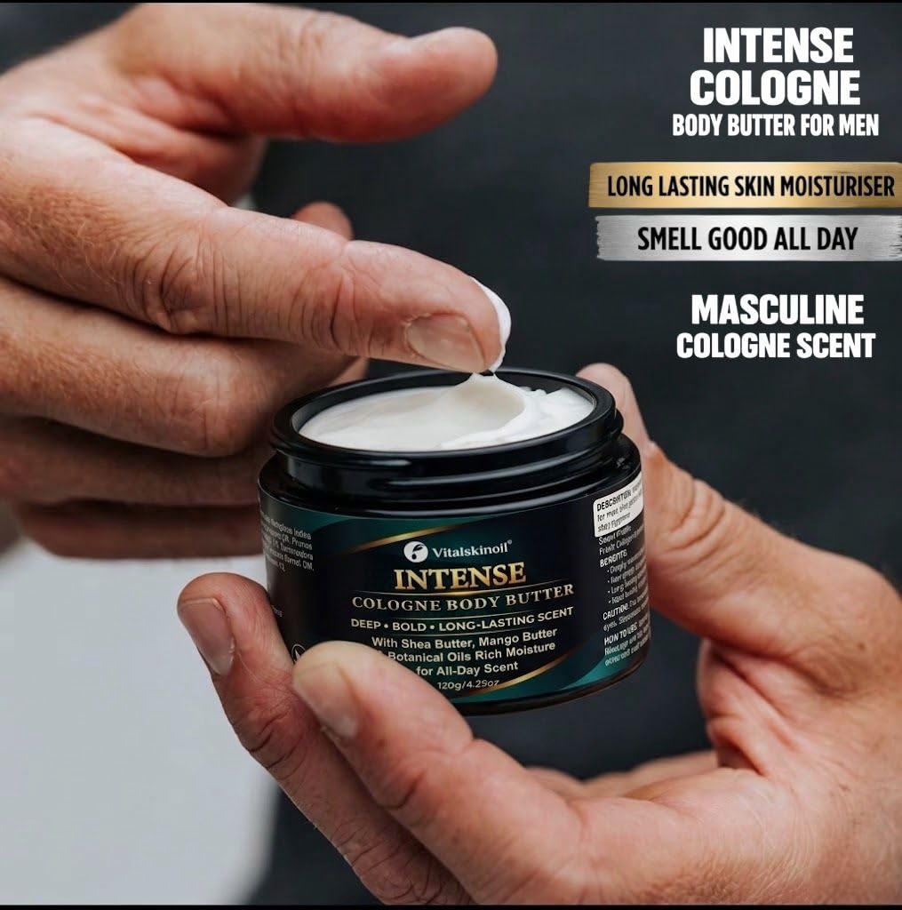Body Butter for Men, Cologne Moisturizer with Shea & Mango Butters. | Cologne Inspired Men's body butter with Shea, cocoa butter non greasy moisturizer