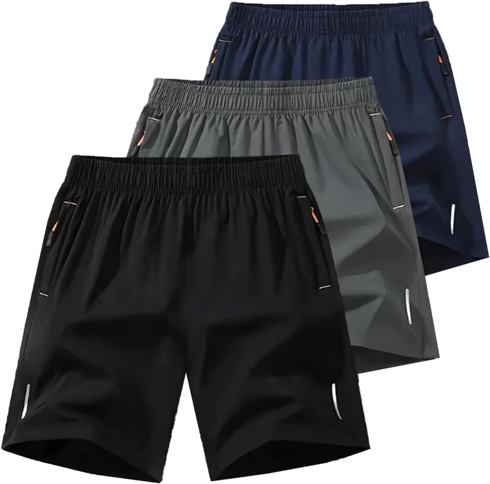 Paquete de 3 pantalones cortos de gimnasio de secado rápido para hombre, pantalones cortos de correr de 5 pulgadas con bolsillos con cremallera, pantalones cortos de entrenamiento activo - 2