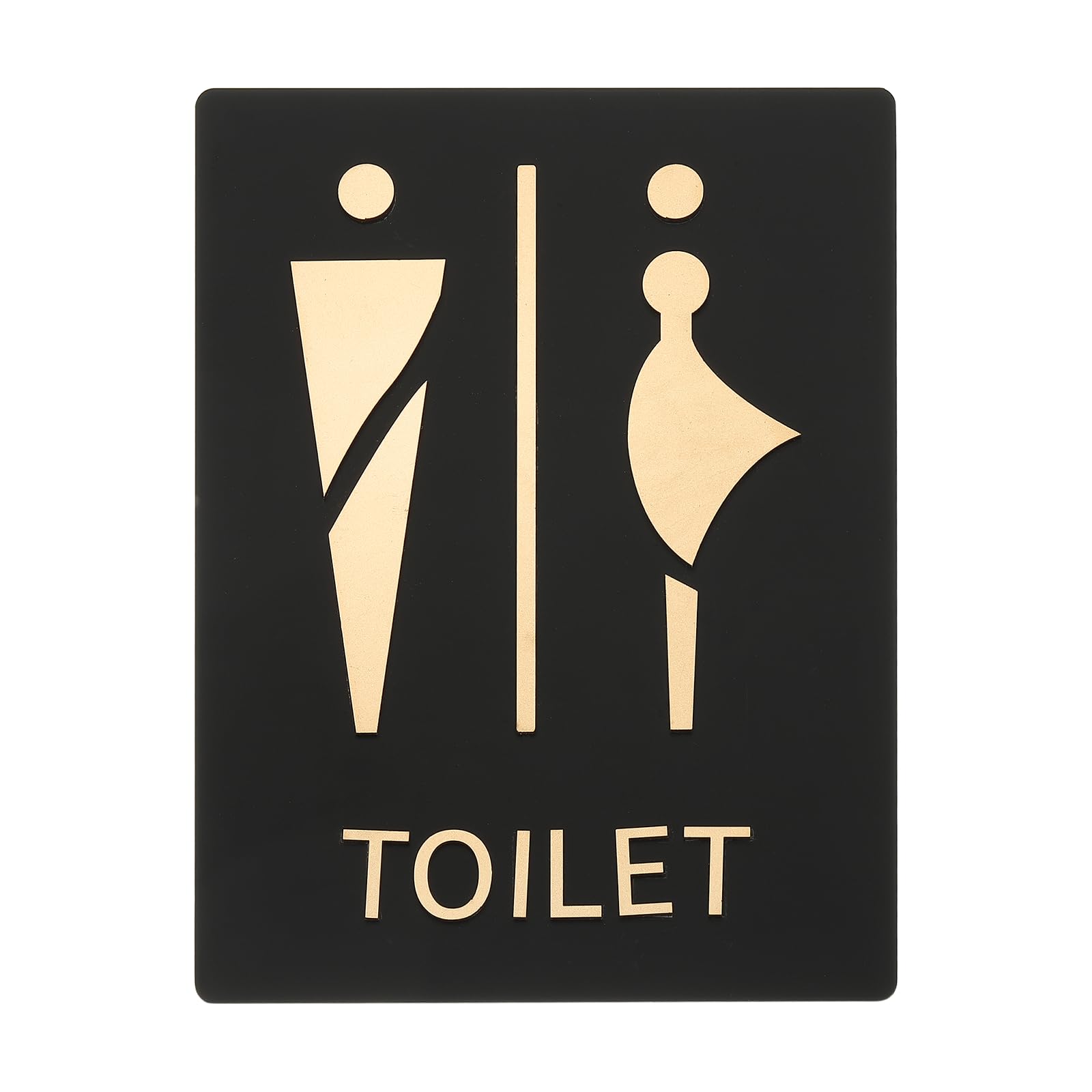 PATIKIL 1 Pack Restroom Sign, 21x28cm Bathroom Sign Unisex Self Adhesive Funny Metal Gender Neutral Cute for Business Home Toilet Door Wall Women Men Signage Gold, Style 2