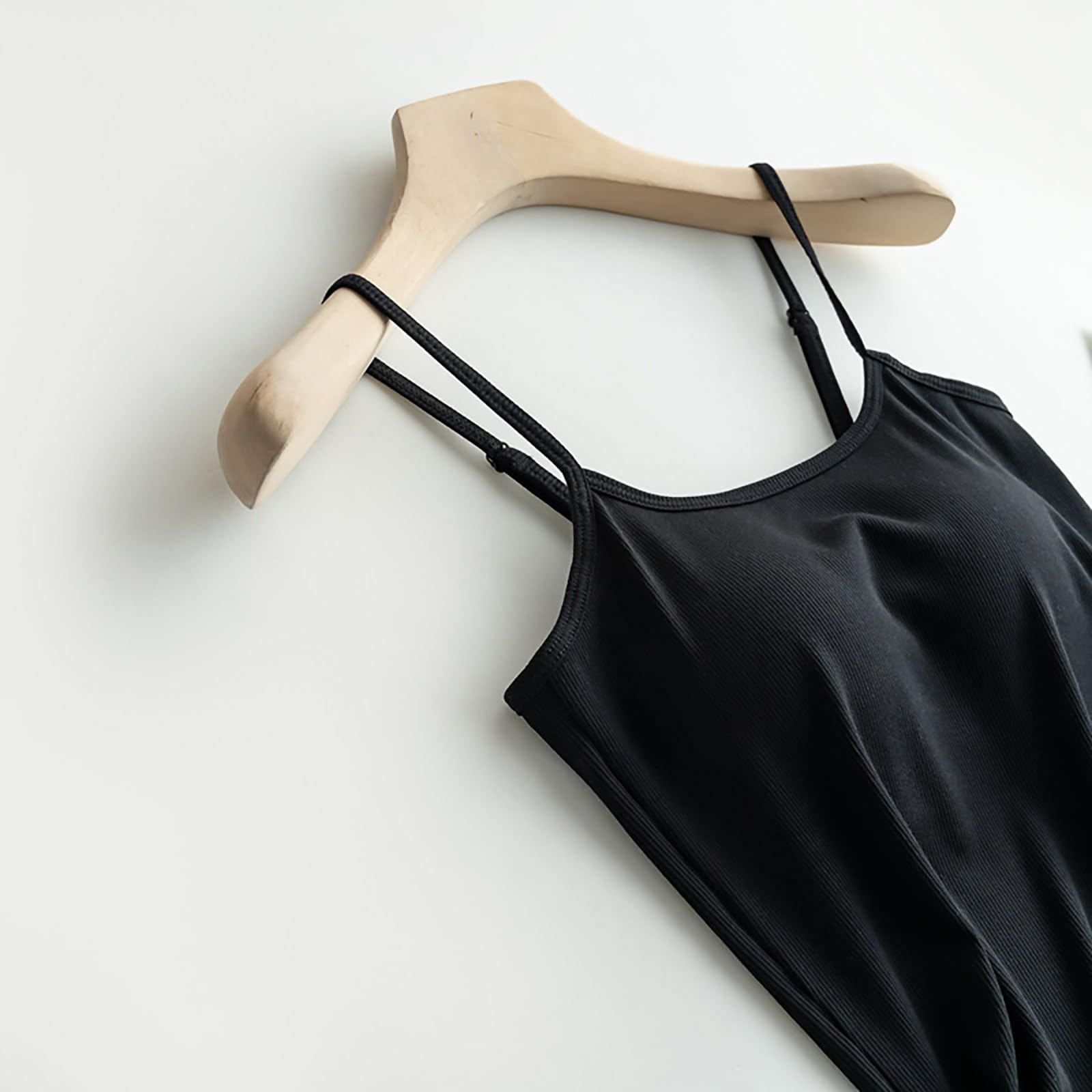 Camiseta de tirantes para mujer con sujetador acolchado, con sujetador integrado, push up, camiseta larga, sexy, corta, sujetador básico, camiseta interior de espagueti, sujetador sin aros, blusa sin