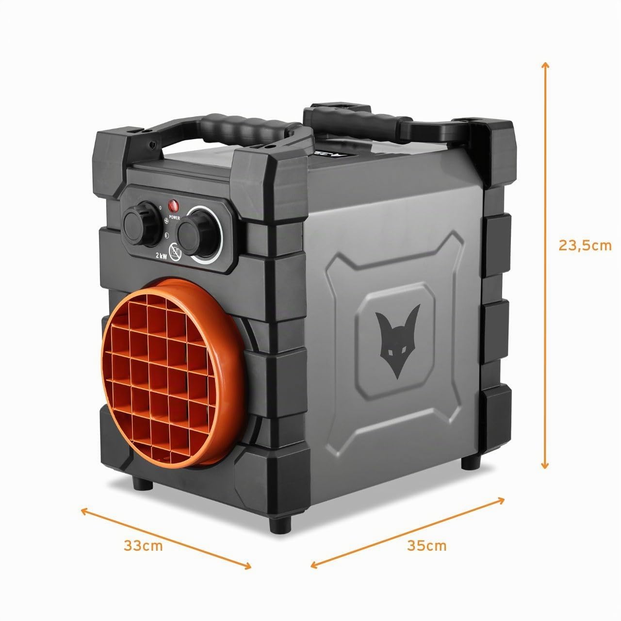 FUXTEC Riscaldatore elettrico FX-EH2 – Termoventilatore da 2000 W con elemento ceramico PTC – Corpo in metallo IP24 – Portata aria 284 m³/h – Ideale per garage e officine