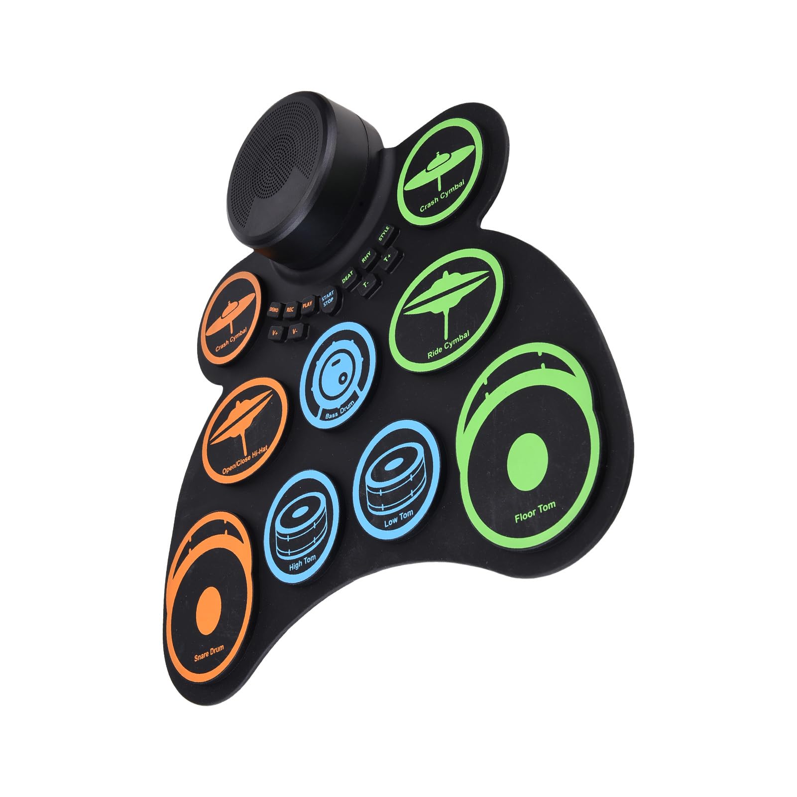KUIDAMOS Batería Electrónica Portátil 9 Pads MIDI Roll-Up Drum Kit para Principiantes con Altavoz, Auriculares para Practicar Batería en Casa o Dormitorios, 14.8 X 14.2 X 2 Pulgadas Negro