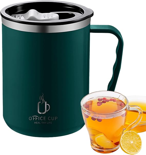 Insulated Coffee Mug | 500ml Stainless Steel Insulated Travel Mug Reuseable Vacuum Insulated Coffee Cup Drinking Cup with Lid and Handle - for Hot and Ice Drinks