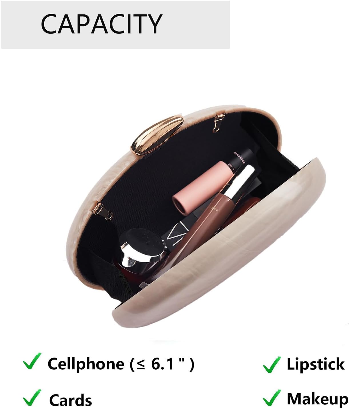 Acrylic Pearl Clutch Purses for Women, Minimalist White Evening Clutch Bag for Party, Wedding, Prom, Banquet - Image 6