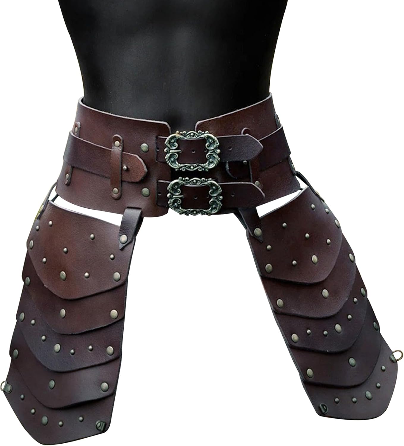 Medieval Faux Leather Wide Belt Thigh Armor,Roman Gladiator Belt Apron,Retro Double Sides Waist Armor Costume for LARP