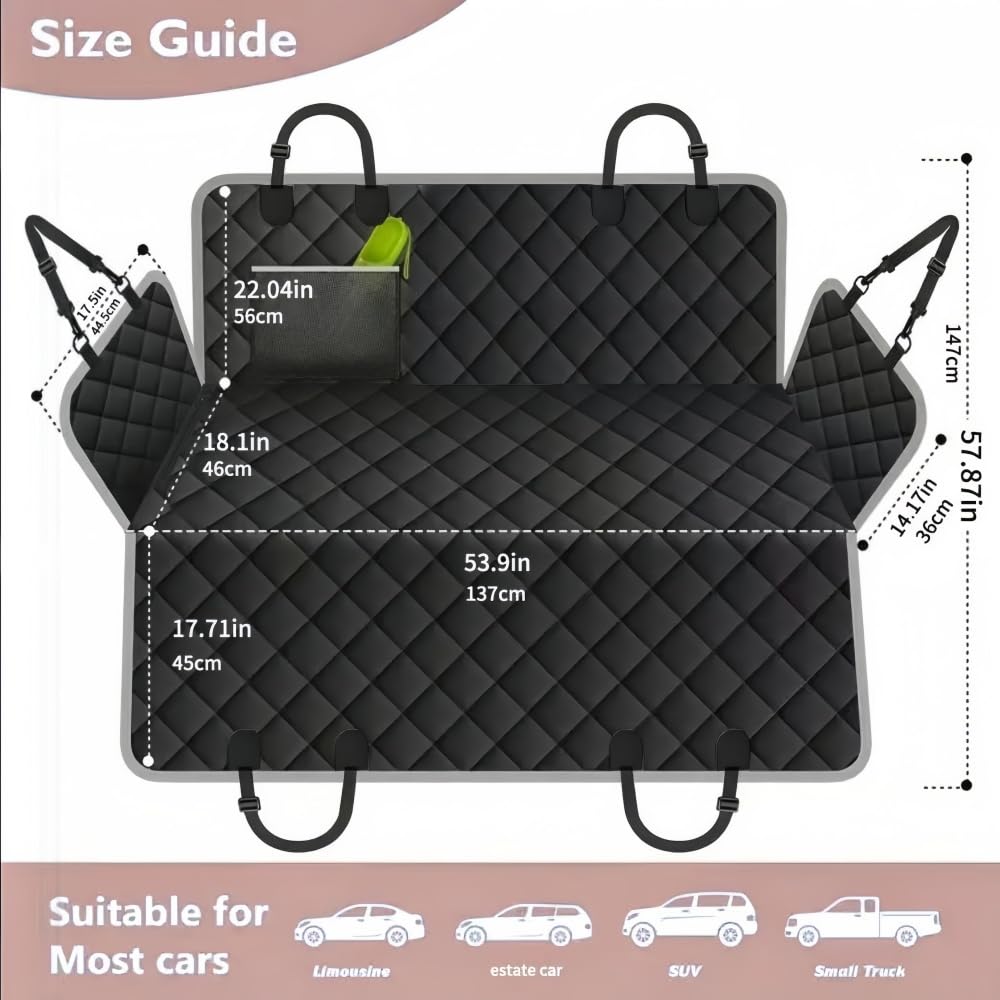 Funda Coche Perro para Skoda Fabia Hatchback Fabia Combi, Funda Coche Perro Protector Asiento Protector Coche Perros Asiento Trasero Funda Coche Perro Impermeable,A