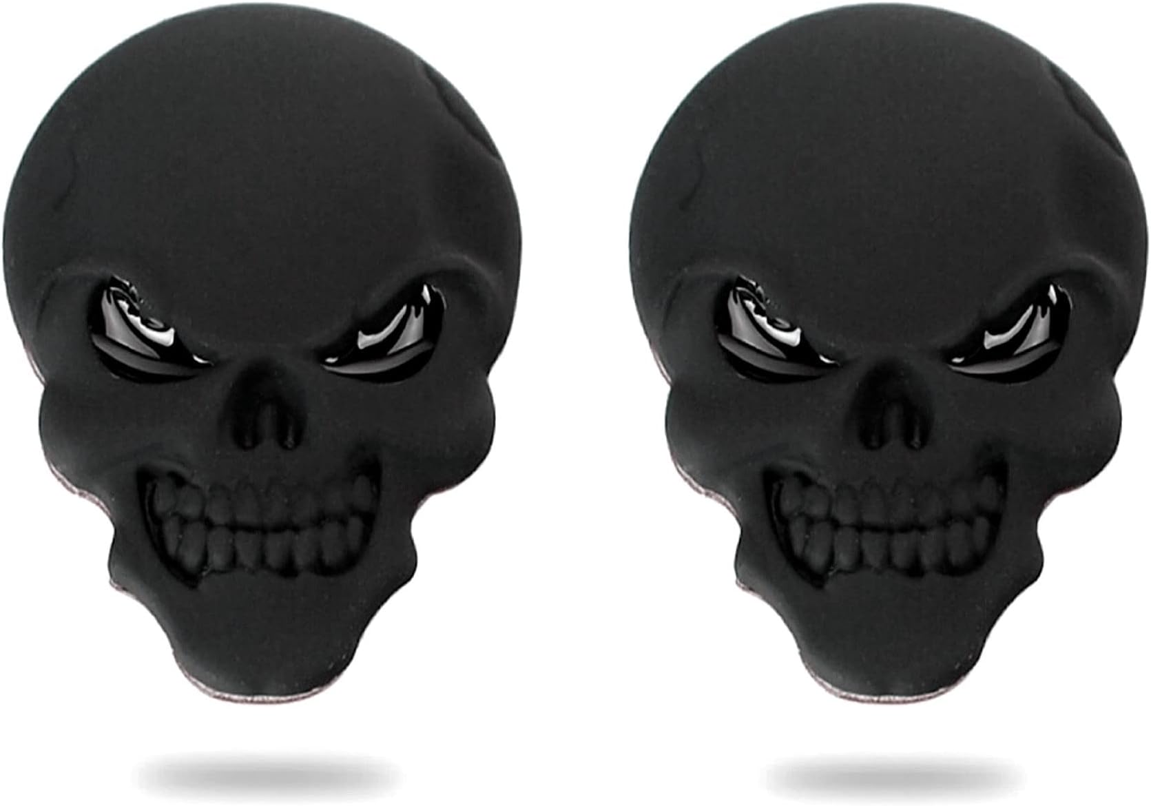 2-Pack 3D Deer Emblem Car Badges - Metal Antler Skull Decals Black 2.36x2.52in