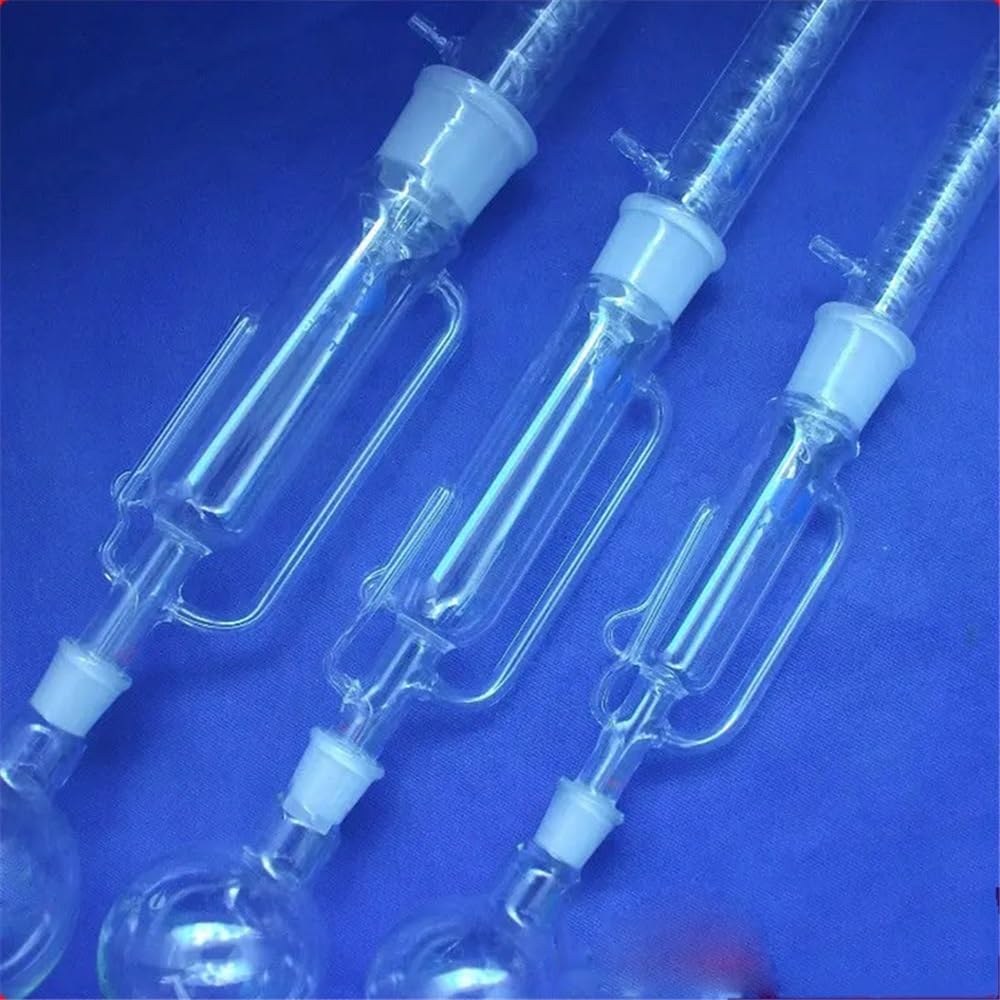 Lote de 2 unidades de cristalería de laboratorio de 250 ml, Soxhlet, con condensador y extractor.
