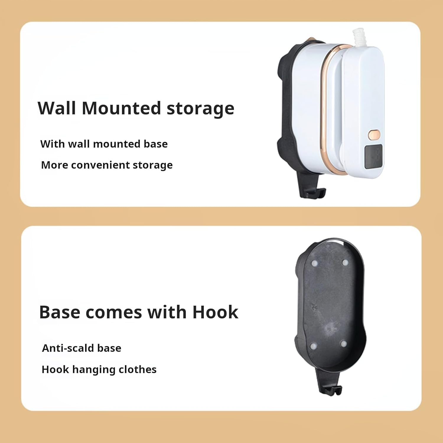 Garment Steamer with Powerful Steam Handheld Clothes Steam Iron 2-in-1 Garment Steamer Iron Powerful Steam 1200w Handheld 150ml Water Tank Display Screen 3 Steam Levels White US Plug