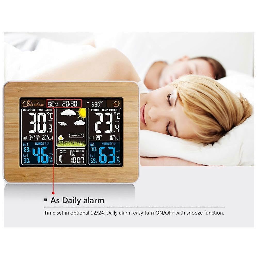 QQDD USB sveglia elettronica schermo a colori previsioni meteo orologio meteo wireless calendario perpetuo