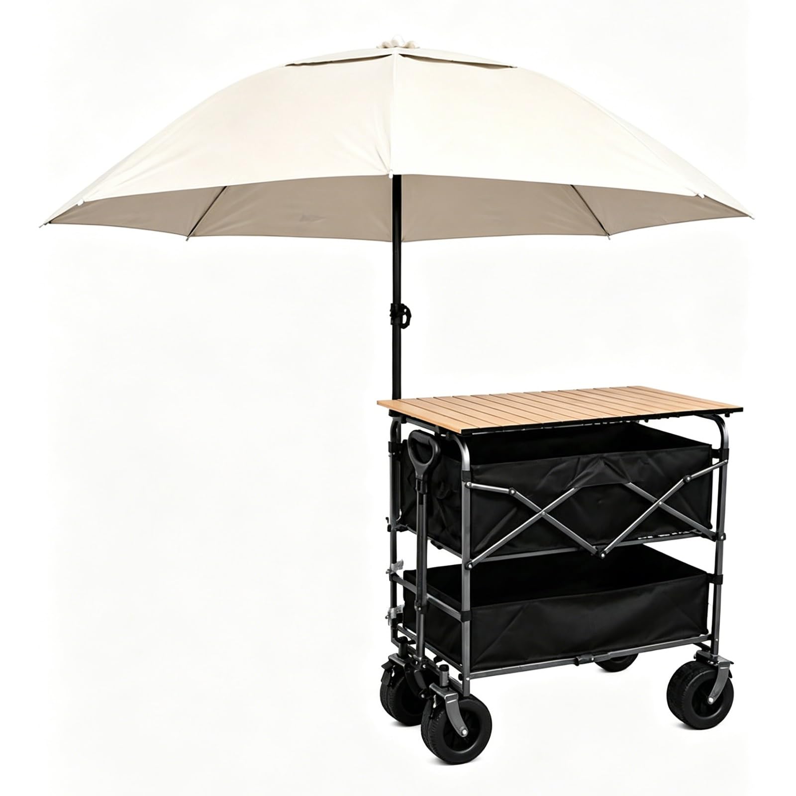 Market Stall Wagon with Canopy, Dual Tier Utility Cart for Outdoor Events