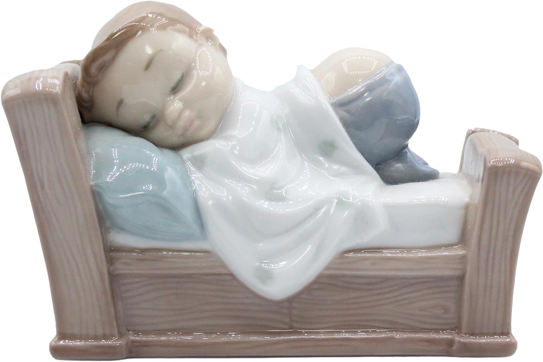 Nao Collectible Porcelain Figurine: SNUGGLE DREAMS - 3 1/4" tall - young boy sleeping