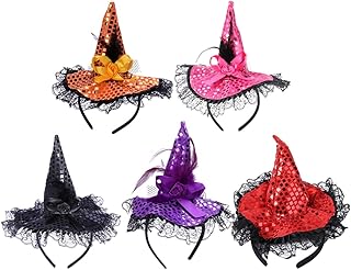 FOMIYES Makeup Headbands Halloween Hair Hoops Mini Witch Hat Headbands 5pcs Halloween Costume Headwear Party Supplies Sequin Headband