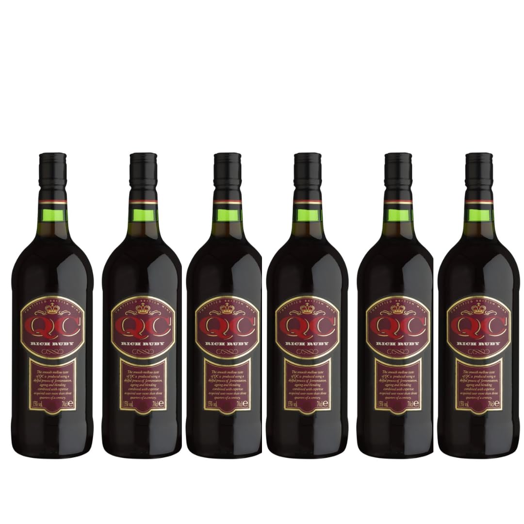 QC Rich Ruby Fortified British Wine I 700ML I Alcoholic Volume 15% I Warm Red Colour and a Mellow Full Bodied Taste I Pack of 6 I Whole Case