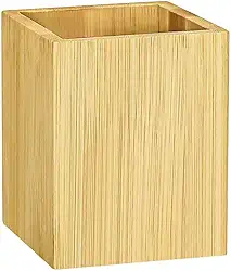 Useekoo Suporte de lápis de madeira para mesa, organizadores e acessórios de mesa de escritório de bambu, organizador de pincéis de maquiagem com controle remoto para bancada de banheiro, casa, escola