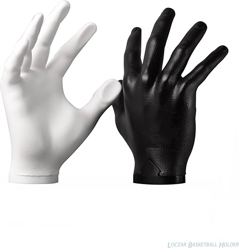 Miniatura 3 de LOCZAR Soporte de baloncesto, soporte de bola de escultura de mano, soporte de pared para decoración artística, estante de almacenamiento de