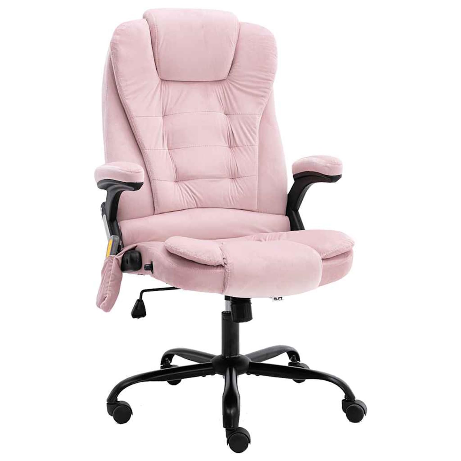 Sedia da ufficio massaggiante ergonomica con massaggio per schiena e seduta, funzione riscaldante, velluto rosa, portata 110 kg, per adulti in ufficio